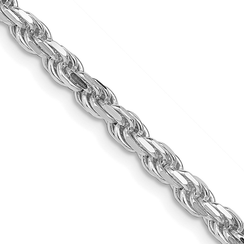 30 Inch Sterling Silver Rhodium-Plated 3.75mm Diamond-Cut Rope Chain Necklace