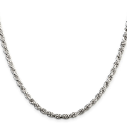 24 Inch Sterling Silver 4.25mm Diamond-Cut Rope Chain