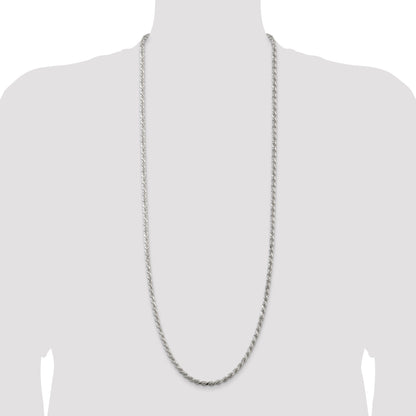 36 Inch Sterling Silver 4.25mm Diamond-Cut Rope Chain