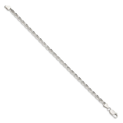 7 Inch Sterling Silver 4.25mm Diamond-Cut Rope Chain