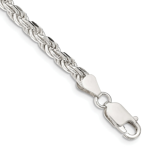 7 Inch Sterling Silver 4.25mm Diamond-Cut Rope Chain