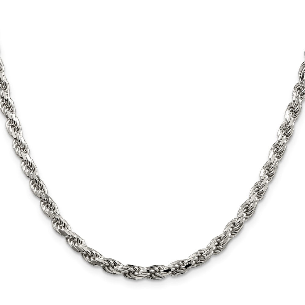 36 Inch Sterling Silver 4.6mm Diamond-Cut Rope Chain Necklace
