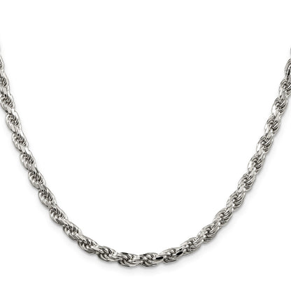 36 Inch Sterling Silver 4.6mm Diamond-Cut Rope Chain Necklace