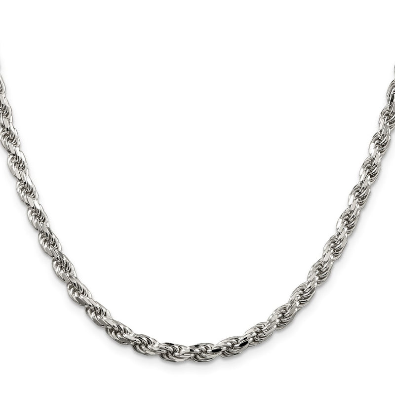 36 Inch Sterling Silver 4.6mm Diamond-Cut Rope Chain Necklace