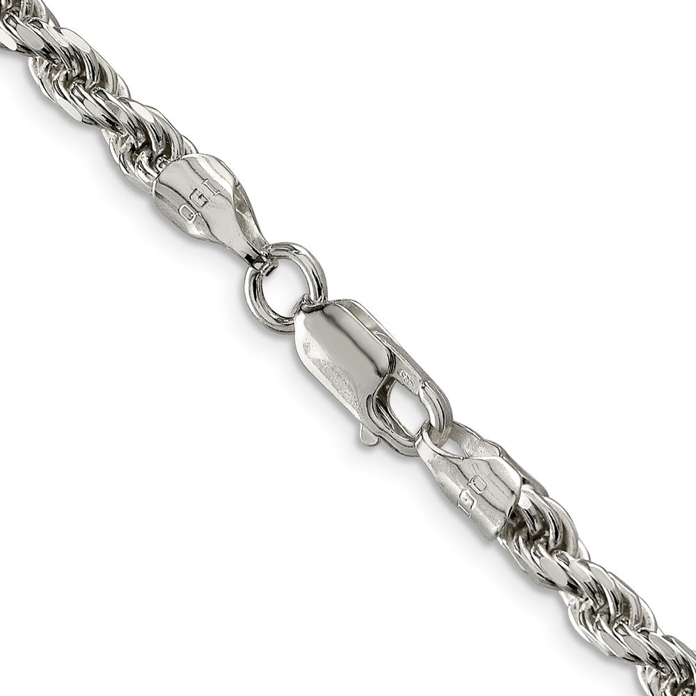 36 Inch Sterling Silver 4.6mm Diamond-Cut Rope Chain Necklace