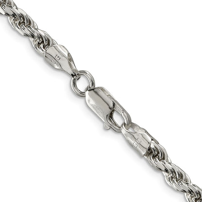 36 Inch Sterling Silver 4.6mm Diamond-Cut Rope Chain Necklace