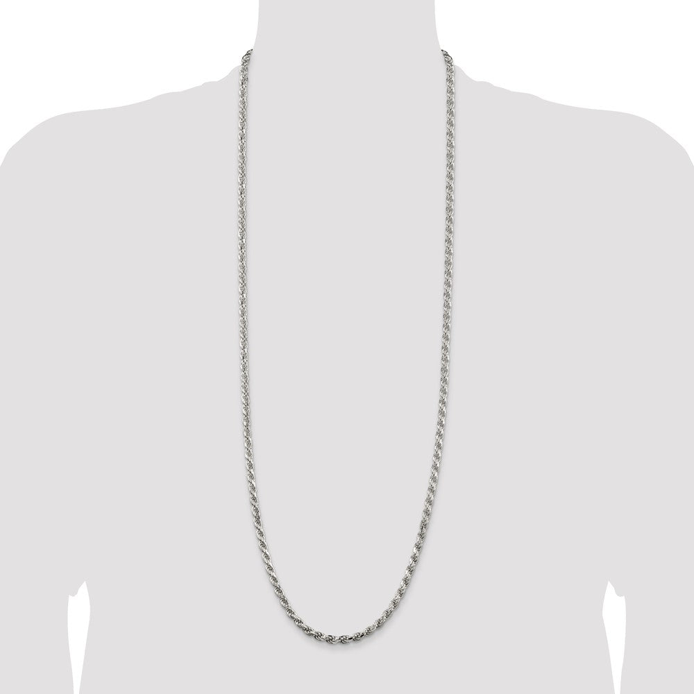 36 Inch Sterling Silver 4.6mm Diamond-Cut Rope Chain Necklace