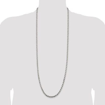 36 Inch Sterling Silver 4.6mm Diamond-Cut Rope Chain Necklace