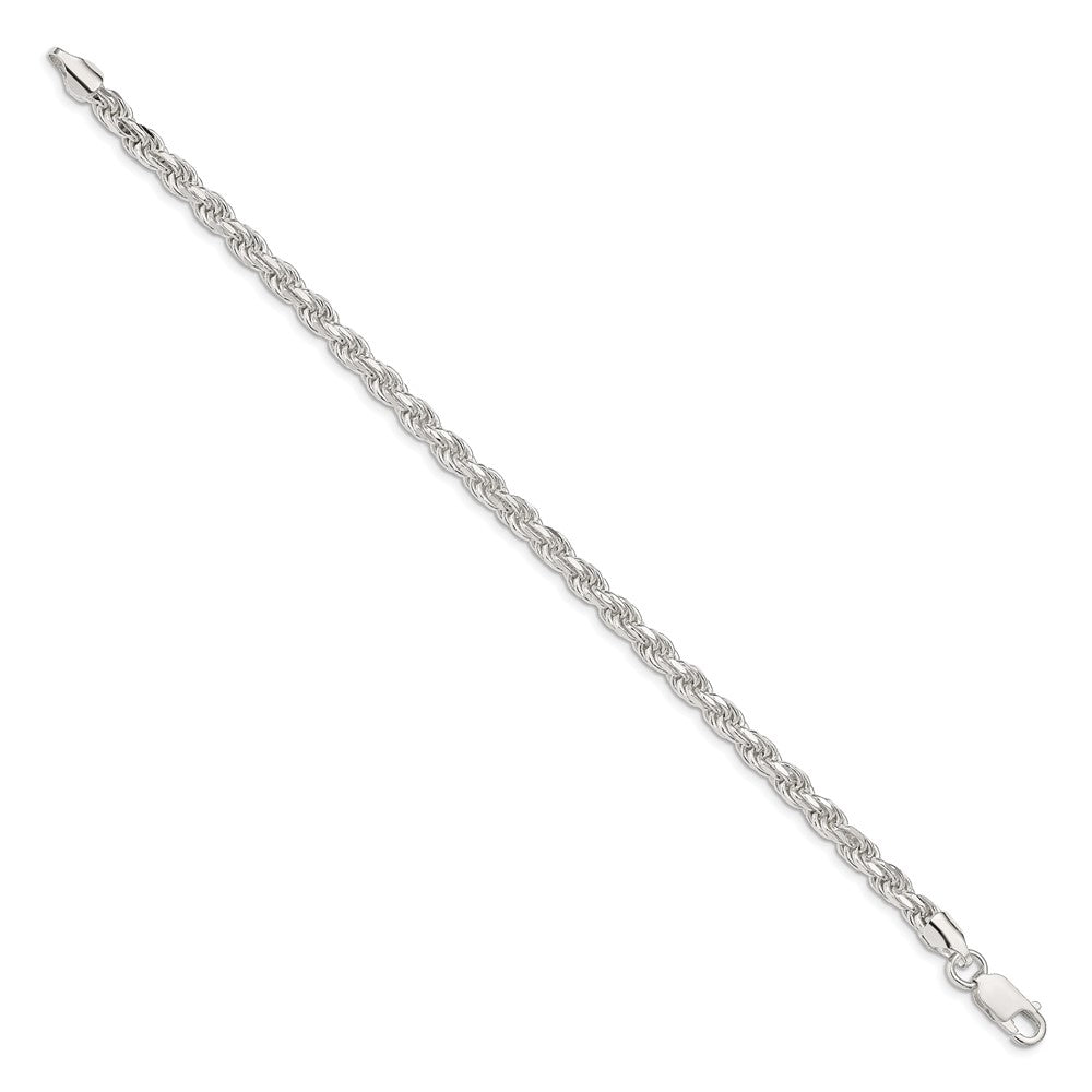 7 Inch Sterling Silver 4.6mm Diamond-cut Rope Chain Bracelet