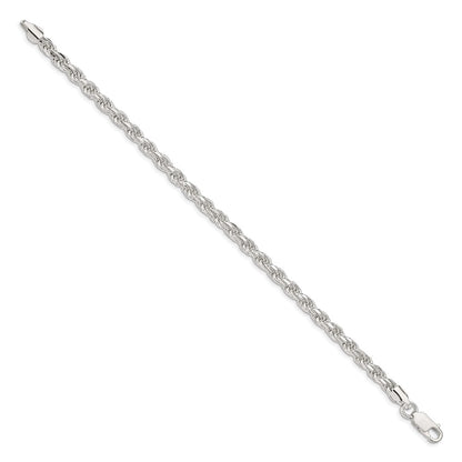 7 Inch Sterling Silver 4.6mm Diamond-cut Rope Chain Bracelet