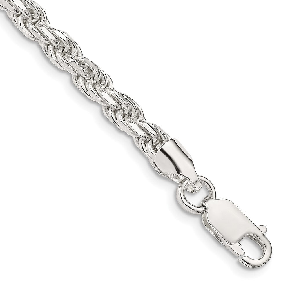 7 Inch Sterling Silver 4.6mm Diamond-cut Rope Chain Bracelet