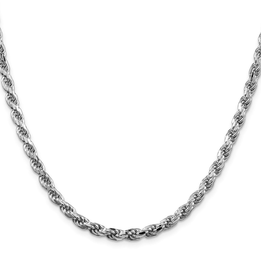 30 Inch Sterling Silver Rhodium-Plated 4.6mm Diamond-Cut Rope Chain Necklace