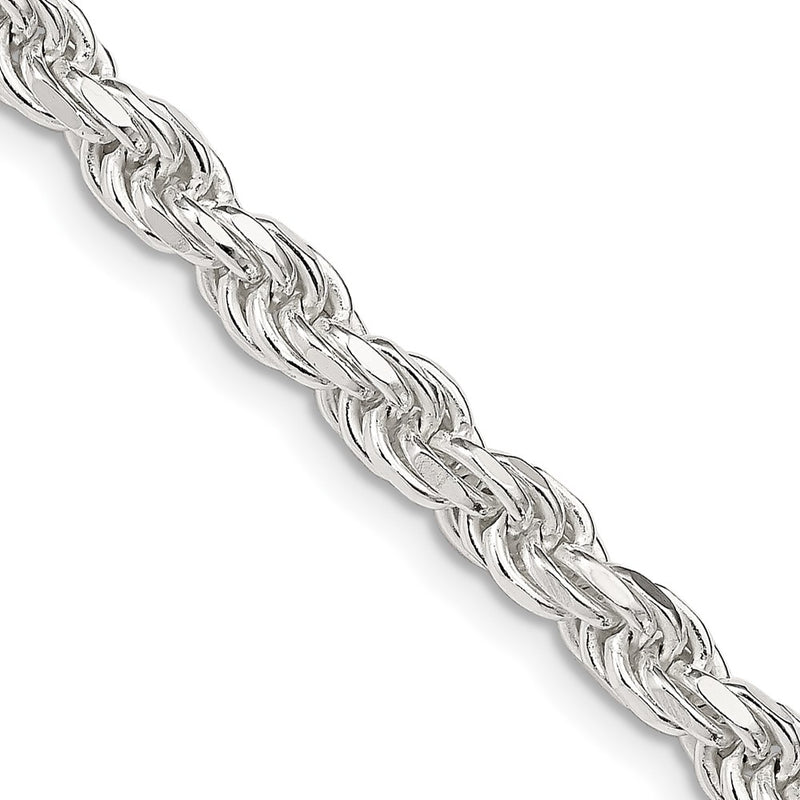36 Inch Sterling Silver 4.6mm Diamond-Cut Rope Chain Necklace