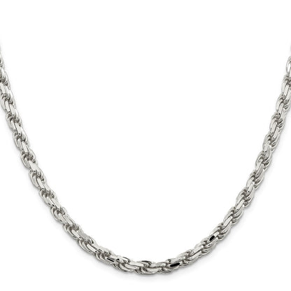 36 Inch Sterling Silver 5.75mm Diamond-Cut Rope Chain Necklace