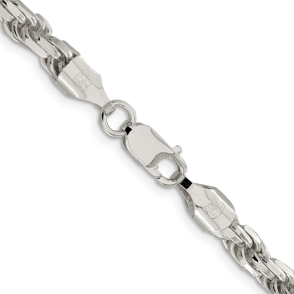 36 Inch Sterling Silver 5.75mm Diamond-Cut Rope Chain Necklace
