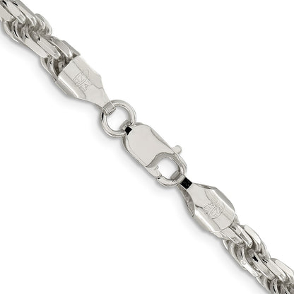 36 Inch Sterling Silver 5.75mm Diamond-Cut Rope Chain Necklace