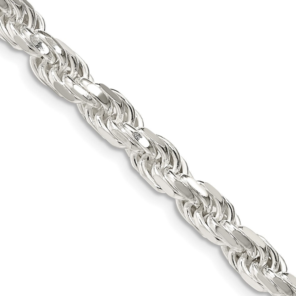 36 Inch Sterling Silver 5.75mm Diamond-Cut Rope Chain Necklace