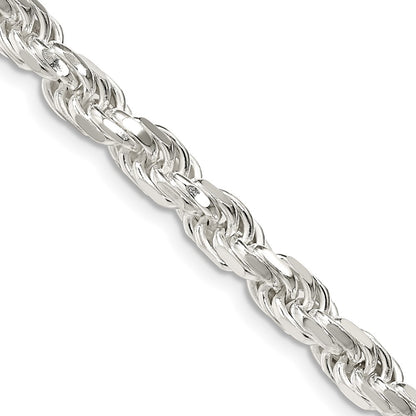 20 Inch Sterling Silver 5.75mm Diamond-Cut Rope Chain Necklace