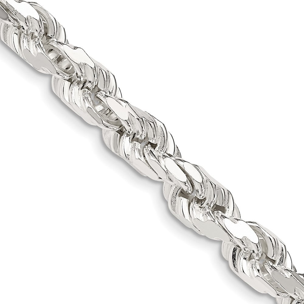 36 Inch Sterling Silver 6.5mm Diamond-Cut Rope Chain Necklace
