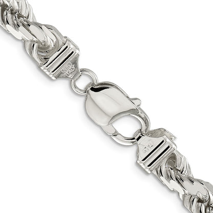 24 Inch Sterling Silver 7.8mm Diamond-Cut Rope Chain Necklace