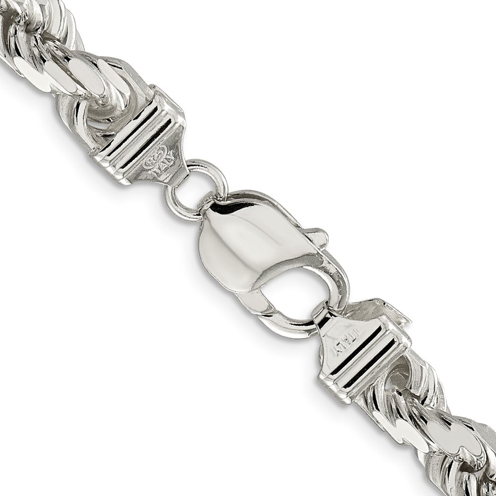 28 Inch Sterling Silver 7.8mm Diamond-Cut Rope Chain Necklace