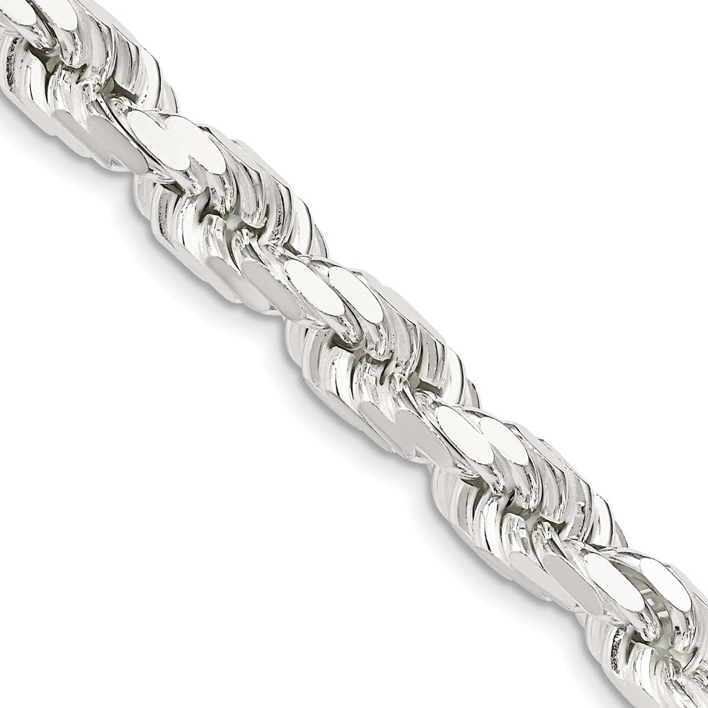 28 Inch Sterling Silver 7.8mm Diamond-Cut Rope Chain Necklace