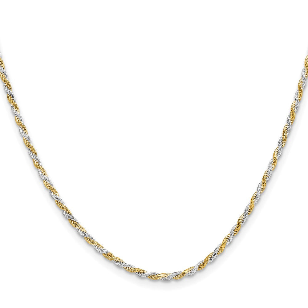 24 Inch Sterling Silver And Vermeil 1.85mm Diamond-Cut Rope Chain Necklace