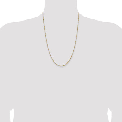 24 Inch Sterling Silver And Vermeil 1.85mm Diamond-Cut Rope Chain Necklace