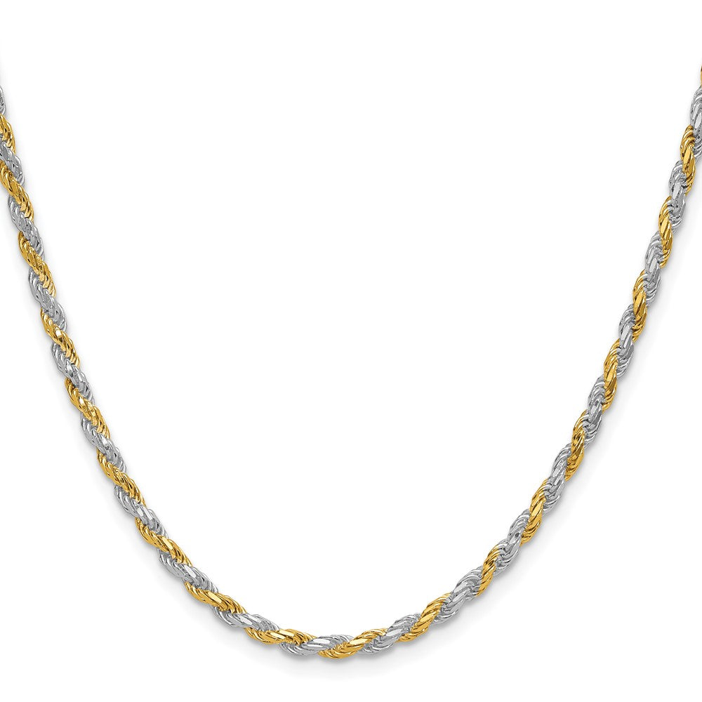 30 Inch Sterling Silver And Vermeil 2.5mm Diamond-Cut Rope Chain Necklace