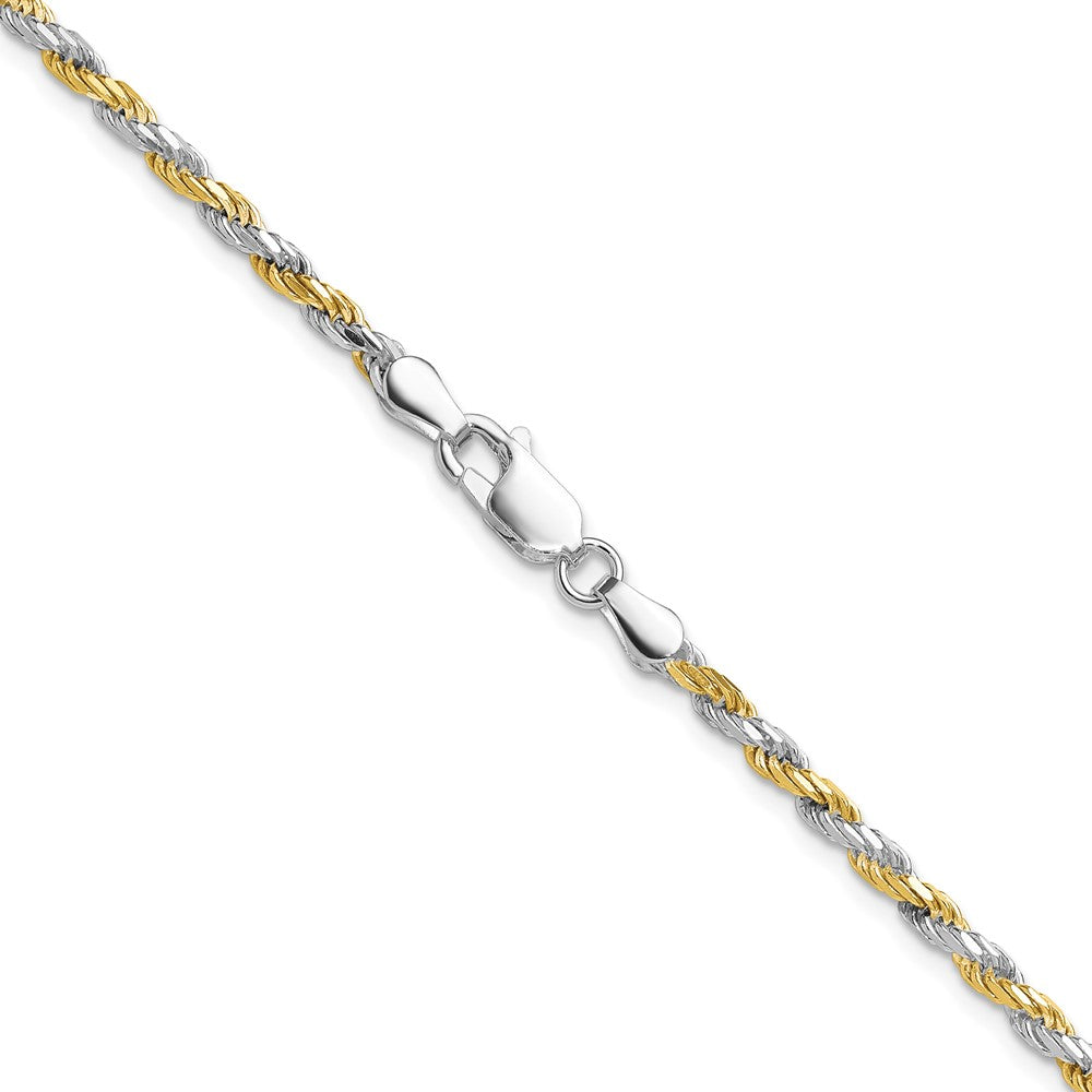 30 Inch Sterling Silver And Vermeil 2.5mm Diamond-Cut Rope Chain Necklace