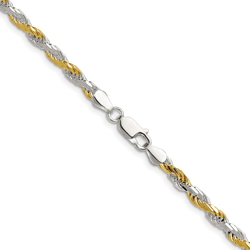 Sterling Silver and Vermeil 3.5mm Diamond-Cut Rope Chain