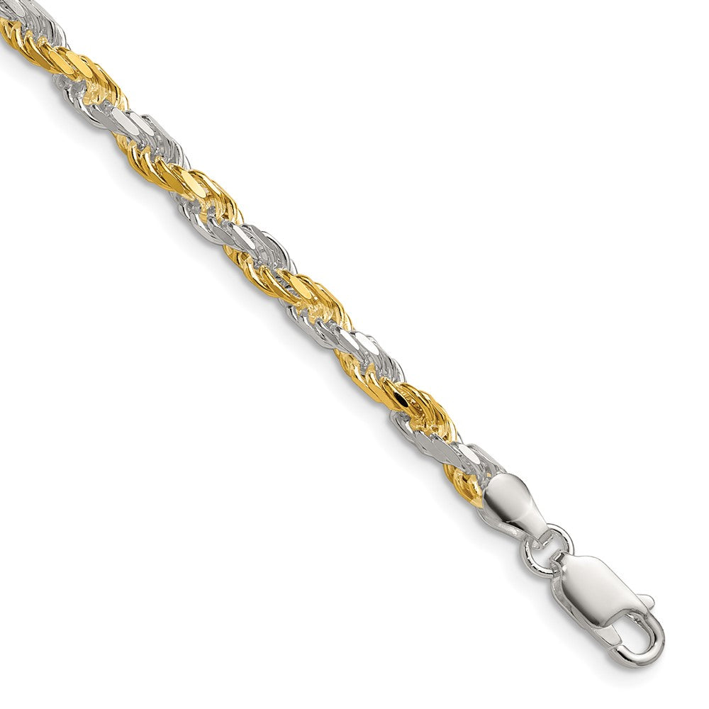 Sterling Silver and Vermeil 3.5mm Diamond-Cut Rope Chain