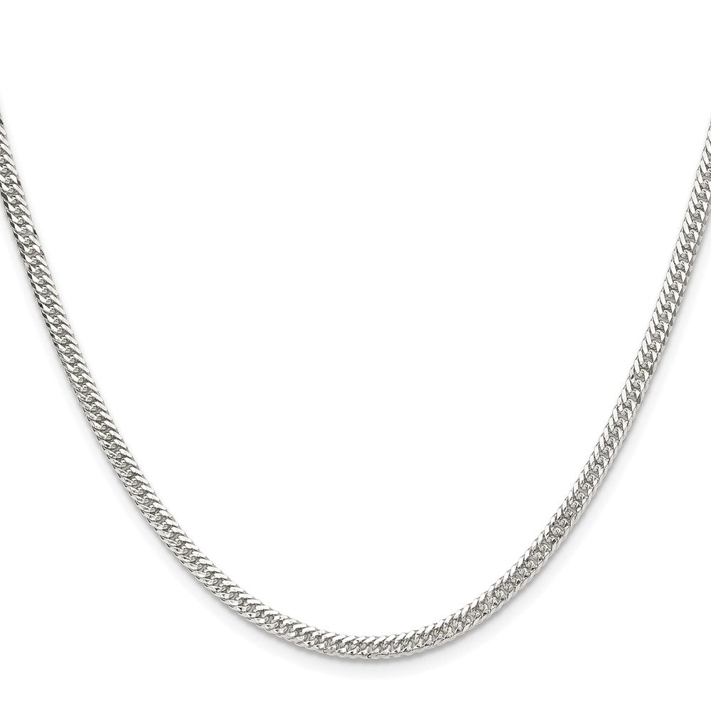 Sterling Silver Rhodium-Plated 3.0mm Double Diamond-Cut Curb Chain