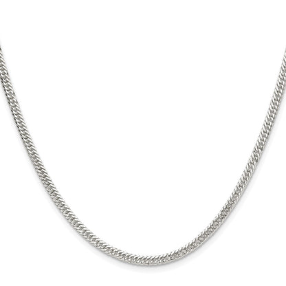 Sterling Silver Rhodium-Plated 3.0mm Double Diamond-Cut Curb Chain