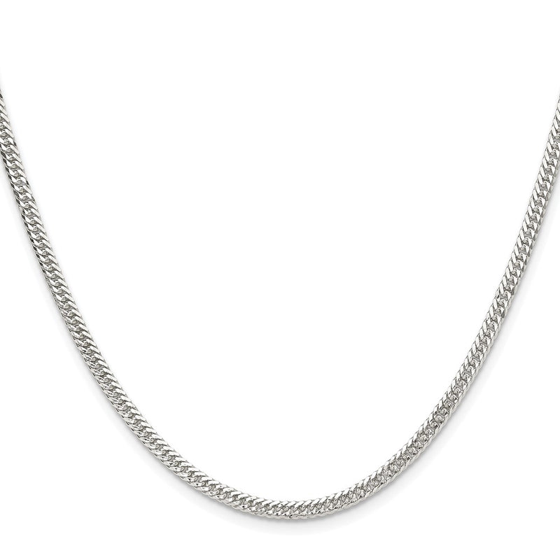 Sterling Silver Rhodium-Plated 3.0mm Double Diamond-Cut Curb Chain