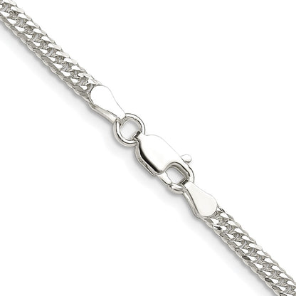 Sterling Silver Rhodium-Plated 3.0mm Double Diamond-Cut Curb Chain