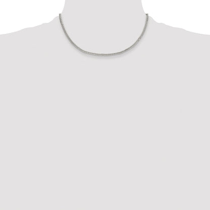 Sterling Silver Rhodium-Plated 3.0mm Double Diamond-Cut Curb Chain