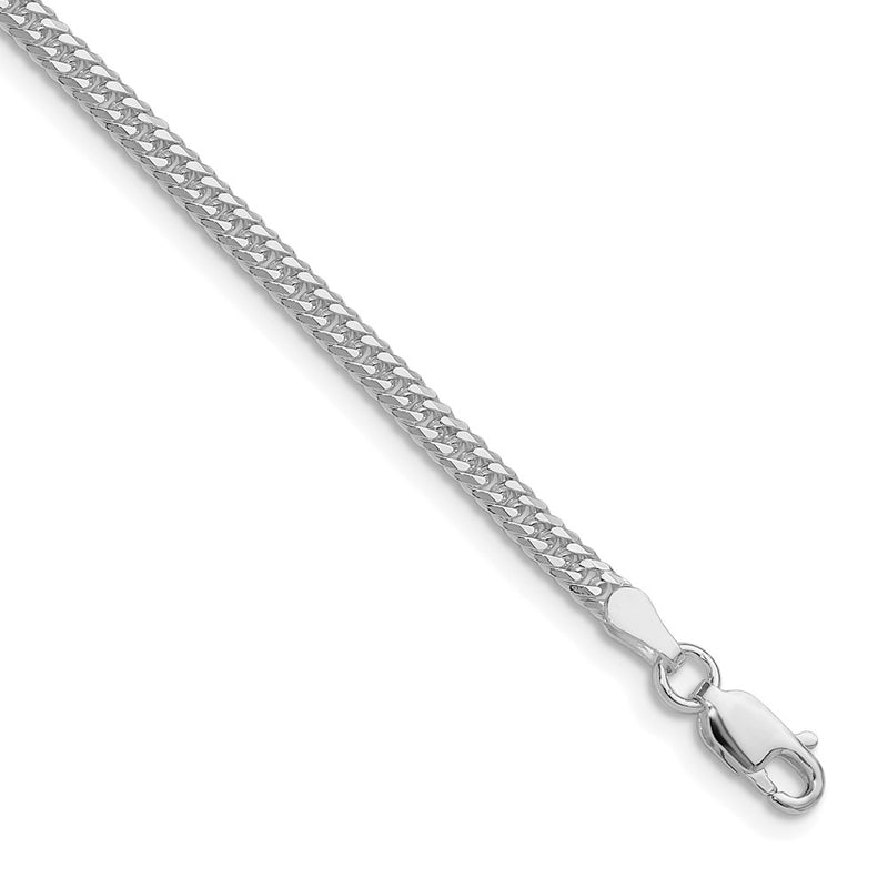 Sterling Silver Rhodium-Plated 3.0mm Double Diamond-Cut Curb Chain