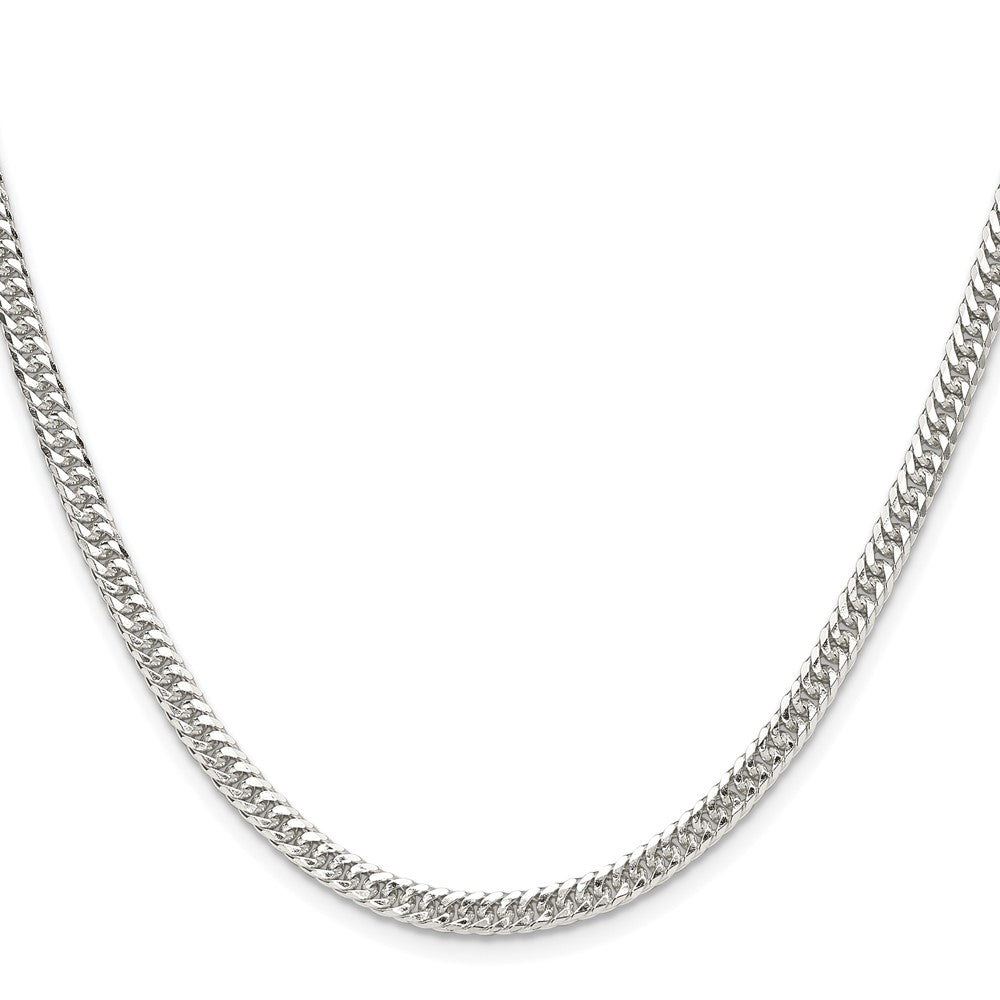 Sterling Silver Rhodium-Plated 3.9mm Double Diamond-Cut Curb Chain