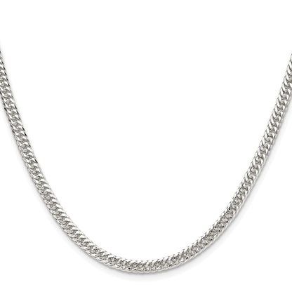 Sterling Silver Rhodium-Plated 3.9mm Double Diamond-Cut Curb Chain