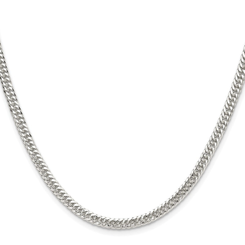 Sterling Silver Rhodium-Plated 3.9mm Double Diamond-Cut Curb Chain