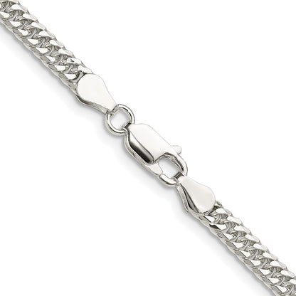 Sterling Silver Rhodium-Plated 3.9mm Double Diamond-Cut Curb Chain