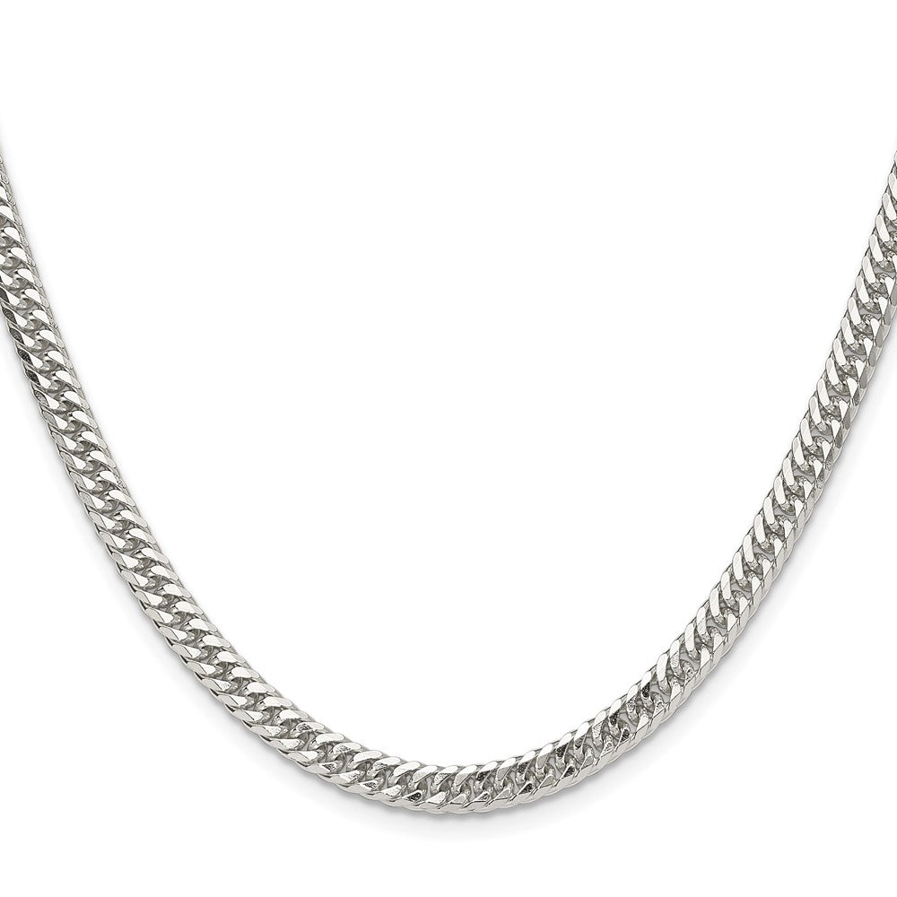 Sterling Silver Polished 4.8mm Double Diamond-Cut Curb Chain