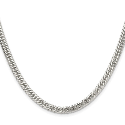 Sterling Silver Polished 4.8mm Double Diamond-Cut Curb Chain