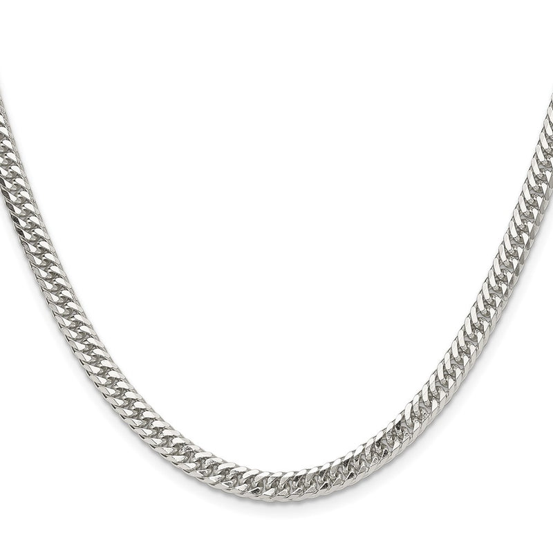 Sterling Silver Polished 4.8mm Double Diamond-Cut Curb Chain