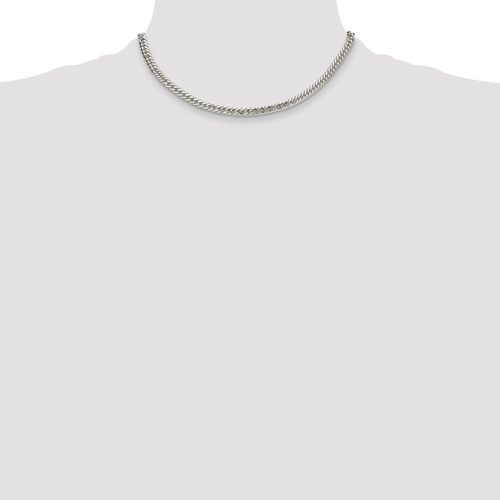 Sterling Silver Polished 4.8mm Double Diamond-Cut Curb Chain