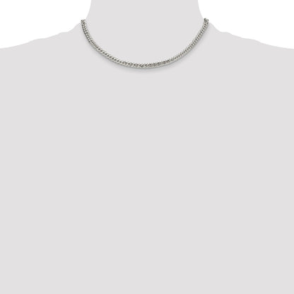 Sterling Silver Polished 4.8mm Double Diamond-Cut Curb Chain