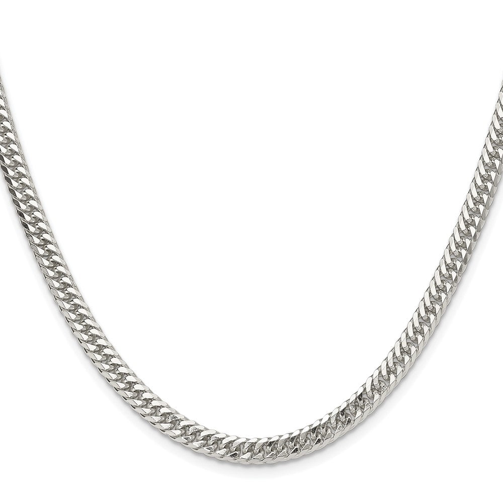 Sterling Silver Rhodium-Plated 4.8mm Double Diamond-Cut Curb Chain