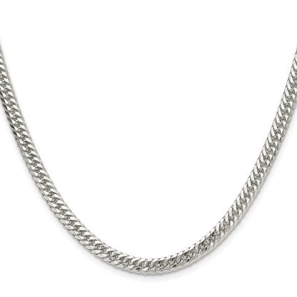 Sterling Silver Rhodium-Plated 4.8mm Double Diamond-Cut Curb Chain