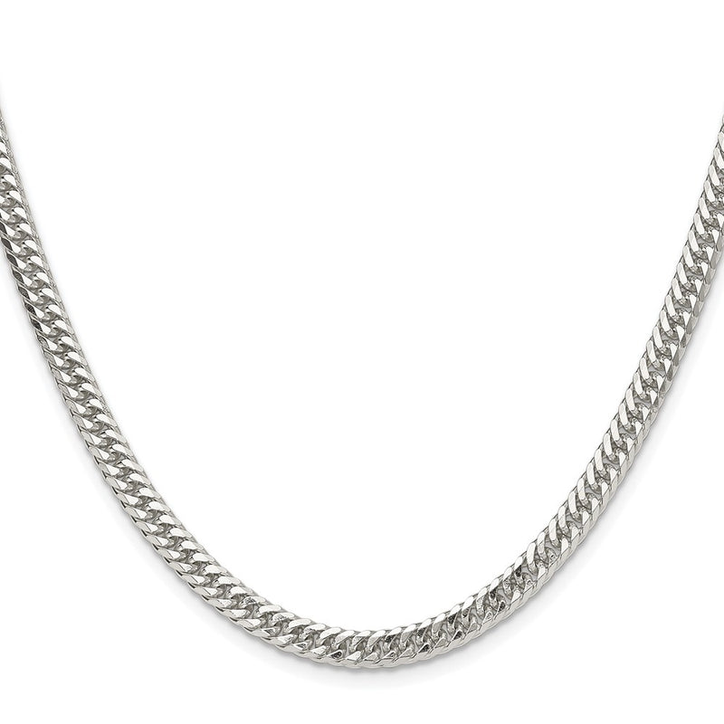 Sterling Silver Rhodium-Plated 4.8mm Double Diamond-Cut Curb Chain